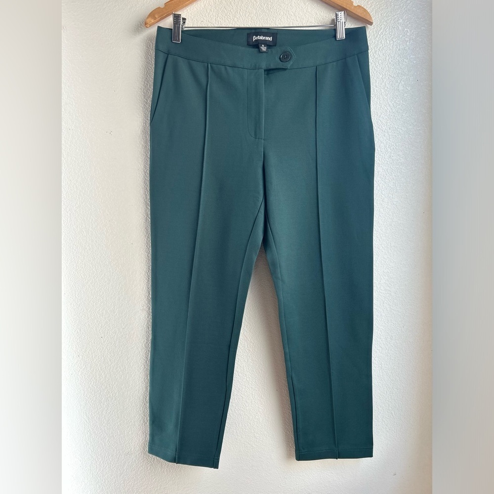 Betabrand | Frontseam Zipper Fly Green Women's Ankle Pants
